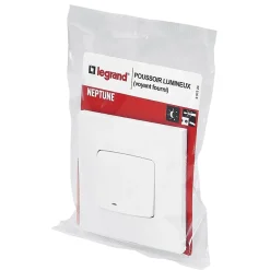 Poussoir lumineux Neptune plastique blanc-Legrand Discount