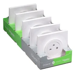 Prise 2 pôles + terre affleurante Odace blanc complet - lot de 5 pièces^Schneider Electric New