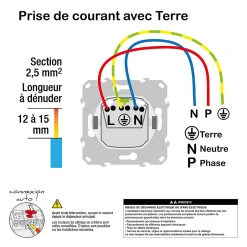 Prise 2 pôles + terre affleurante connexion rapide Odace blanc^Schneider Electric Clearance