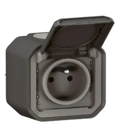 Prise 2 pôles avec terre complet saillie Plexo anthracite^Legrand New