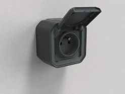 Prise 2 pôles avec terre complet saillie Plexo anthracite^Legrand New