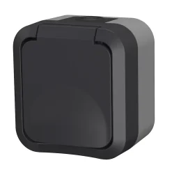 Prise 2 pôles avec terre étanche Aqua stop IP55 gris^GAO Best