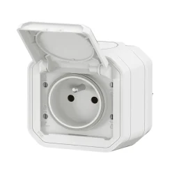 Prise 2 pôles+terre Plexo blanc-Legrand