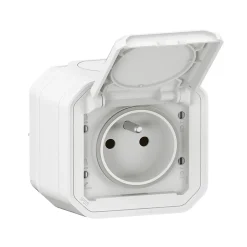 Prise 2 pôles+terre Plexo blanc-Legrand