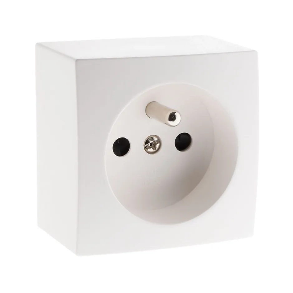 Prise 16A 2P+T en saillie - blanc - Presto --Zenitech New