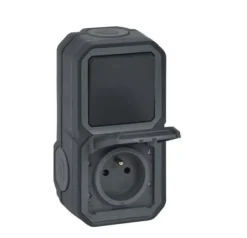 Prise avec interrupteur va-et-vient Plexo anthracite-Legrand Sale