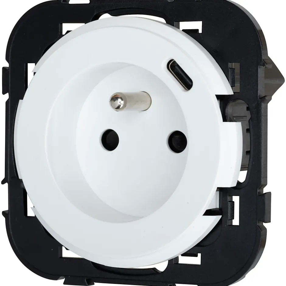 Prise avec terre + 1 x USB-C Espen blanc à composer-Jacobsen Hot