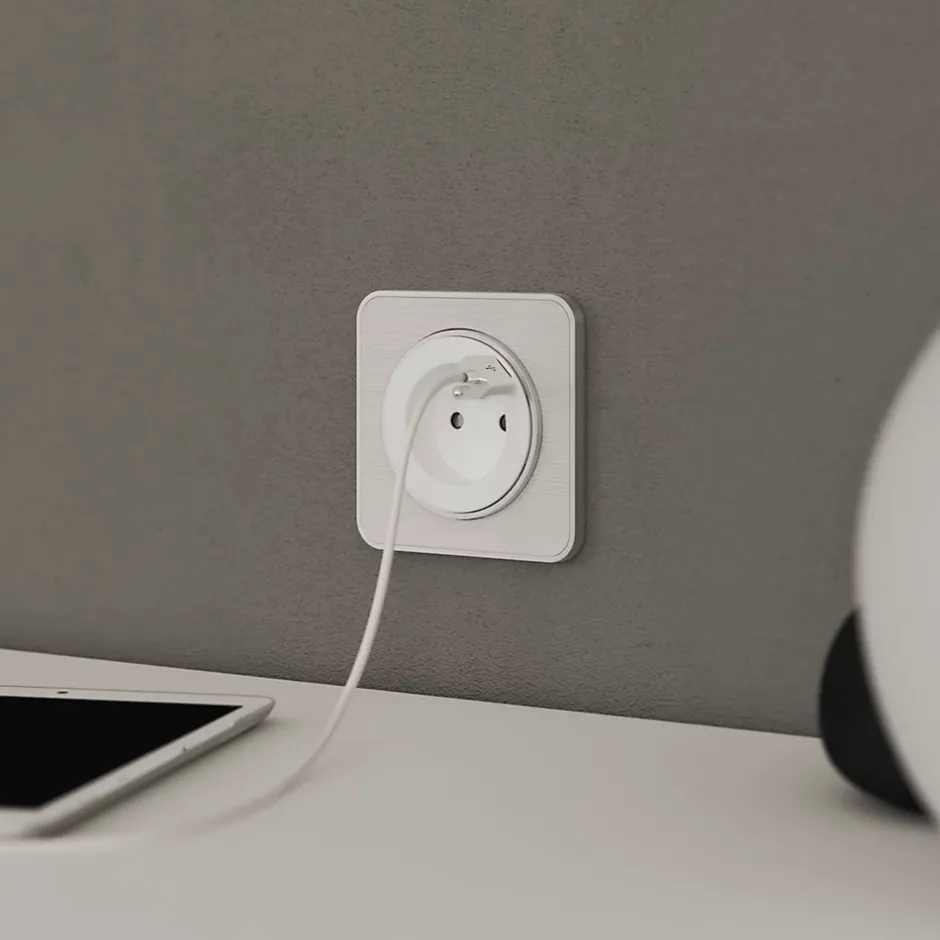 Prise avec terre + 1 x USB-C Espen blanc à composer-Jacobsen Hot