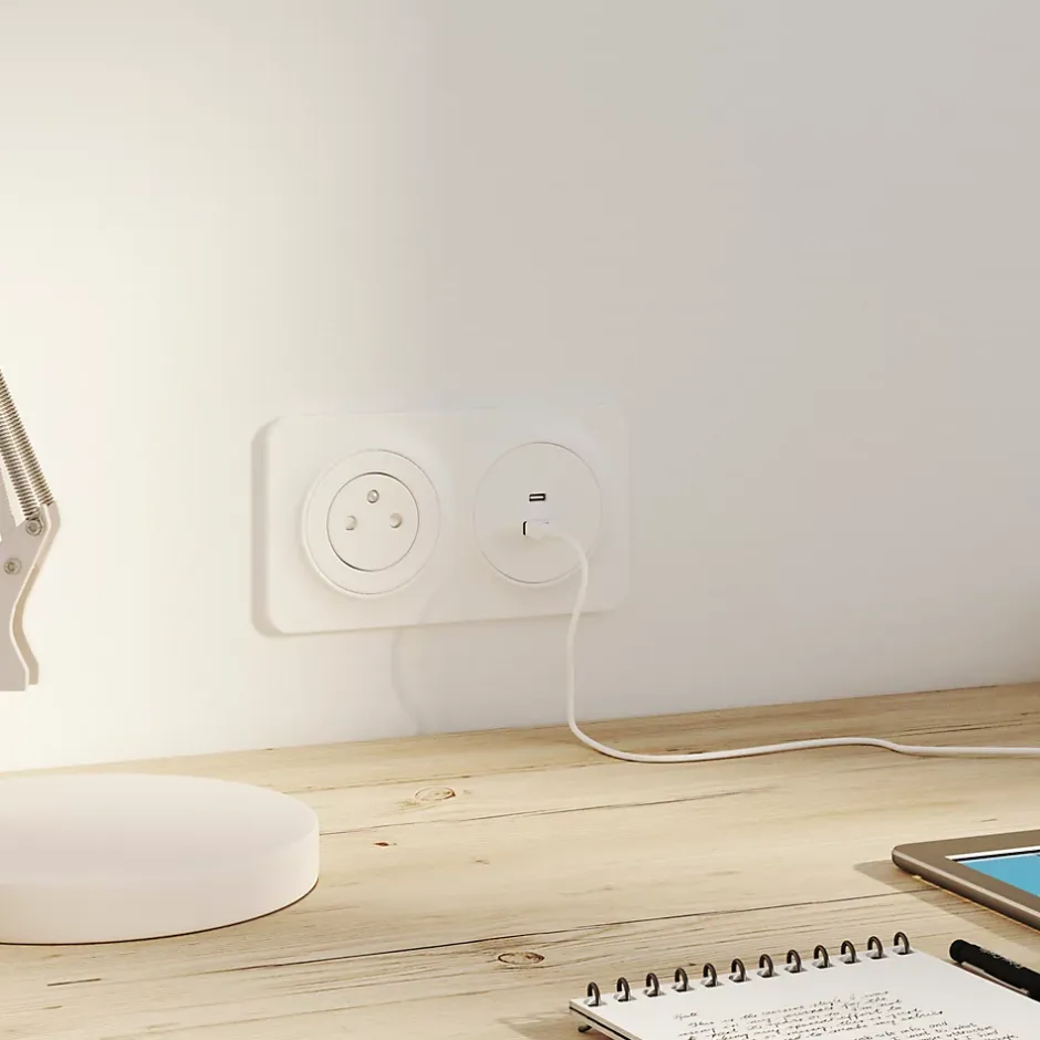 Prise avec terre affleurante en saillie Espen blanc composable-Jacobsen Best