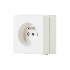 Prise avec terre monobloc en saillie blanc complet- Outlet