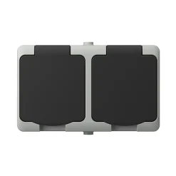 Prise avec terre étanche en saillie gris complet - H 8,5 cm / L 6,5 cm / P 5 cm^ Online