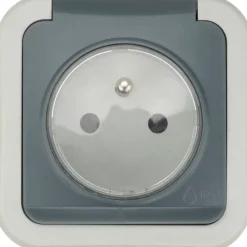 Prise avec terre étanche en saillie gris complet-Jacobsen