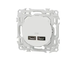 Prise chargeur USB double type C Blanc craie Schneider Odace-Schneider Electric Clearance