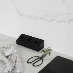 Prise cuisine BARRY - Bloc 3 prises Soft Touch noir-Cuisissimo Sale