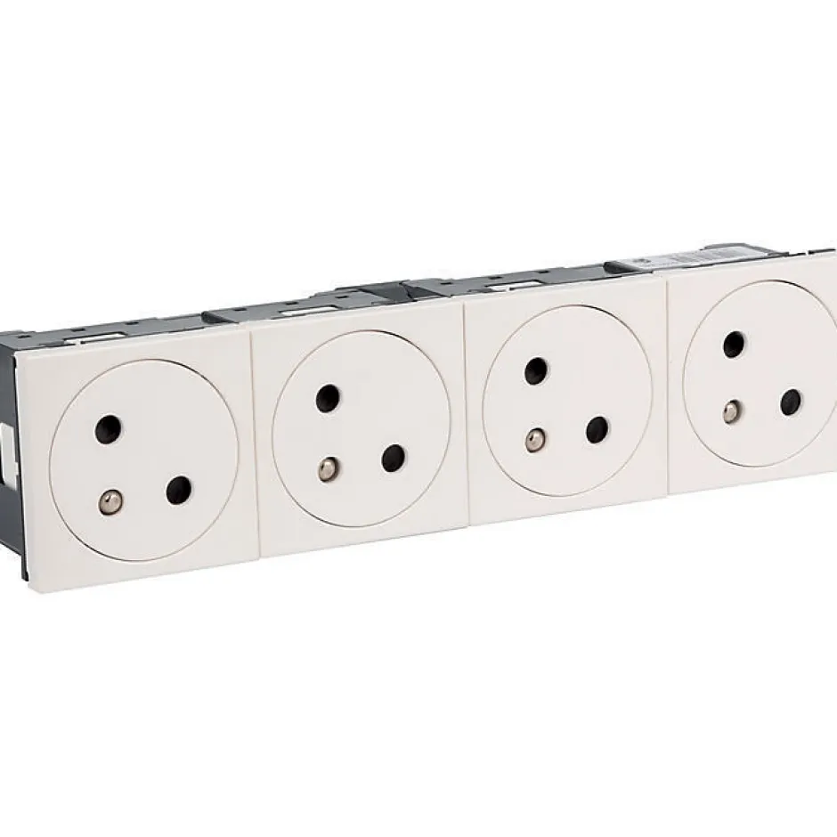 Prise de courant 4 X 2P+T surface Mosaic Link - 8 modules - 4 postes - Blanc-Legrand Hot