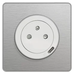 Prise de courant avec terre affleurante + usb C 10.5W Odace blanc^Schneider Electric Online