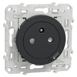Prise de courant avec terre affleurante + usb C 10.5W Odace anthracite-Schneider Electric Outlet
