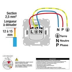 Prise de courant double avec terre complète Odace anthracite-Schneider Electric Outlet