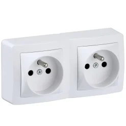 Prise de courant double avec 2 pôles + terre complète saillie Alréa blanc^Schneider Electric Hot