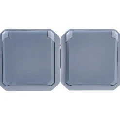 Prise de courant étanche - Plexo - Composable - - 2 x 2P+T - 16 A - Gris - IP55 - Horizontale - Précâblée-Legrand
