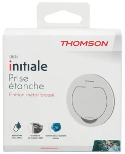 Prise de sol étanche ronde 16A 2 pôles + terre, aluminium brossé IP55,^Thomson Outlet