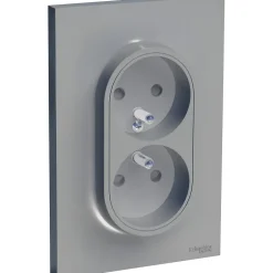 Prise double avec terre complète Odace aluminium-Schneider Electric Clearance