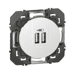 Prise double USB-A Dooxie blanc carrée^Legrand Discount