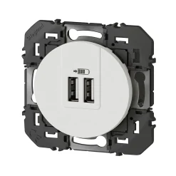 Prise double USB-A Dooxie blanc carrée^Legrand Discount