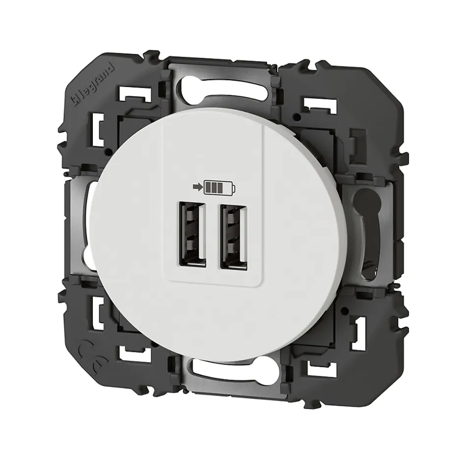 Prise double USB-A Dooxie blanc carrée^Legrand Discount