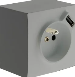 Prise en saillie 2P+T avec chargeur USB métal^ Outlet
