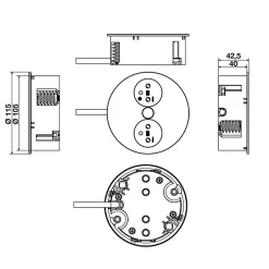 Prise plan de travail ALTON - Double prise à encastrer inox^Cuisissimo