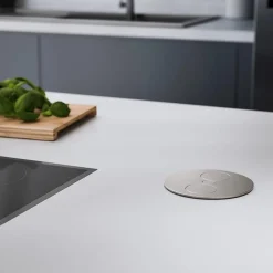 Prise plan de travail ALTON - Double prise à encastrer inox^Cuisissimo