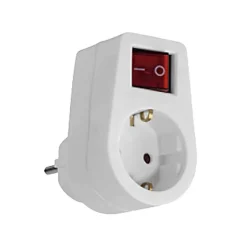 Prise Schuko 16A + interrupteur - Blanc -^Zenitech Discount