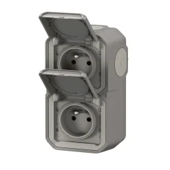 Prise verticale Plexo gris en saillie, lot de 2-Legrand New