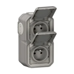 Prise verticale Plexo gris en saillie, lot de 2-Legrand New