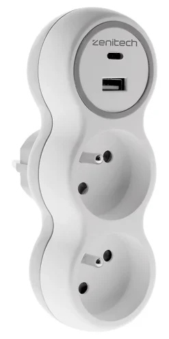 Prise 2x16A + 2 ports USB - Bolea-Zenitech New