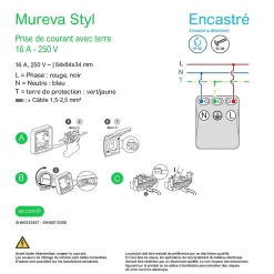 Prise de courant 2 pôles + terre étanche complète encastrée Mureva Styl anthracite^Schneider Electric Clearance