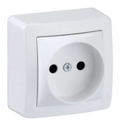 Prise de courant 2 pôles sans terre complète saillie Alréa blanc-Schneider Electric