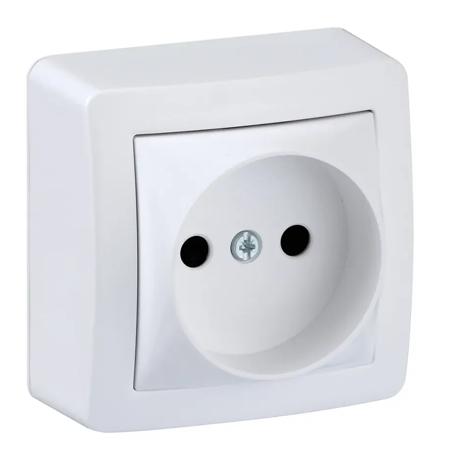 Prise de courant 2 pôles sans terre complète saillie Alréa blanc-Schneider Electric