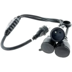 Prolongateur à triple tête pour chantier HO7RN-F 16A 3G1,5mm² - Noir 1m -^Zenitech Clearance