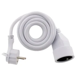 Prolongateur 16A 2P+T HO5VV-F 3G1,5mm² - Blanc 3m avec fiche extraplate --Zenitech Online