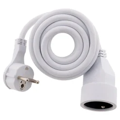 Prolongateur 16A 2P+T HO5VV-F 3G1,5mm² - Blanc 3m avec fiche extraplate --Zenitech Online