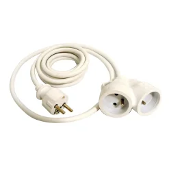 Prolongateur Bi tête 3G1,5mm² - Blanc 3m - 1 prise mâle + 2 prises Femelle - Blanc -^Zenitech Sale