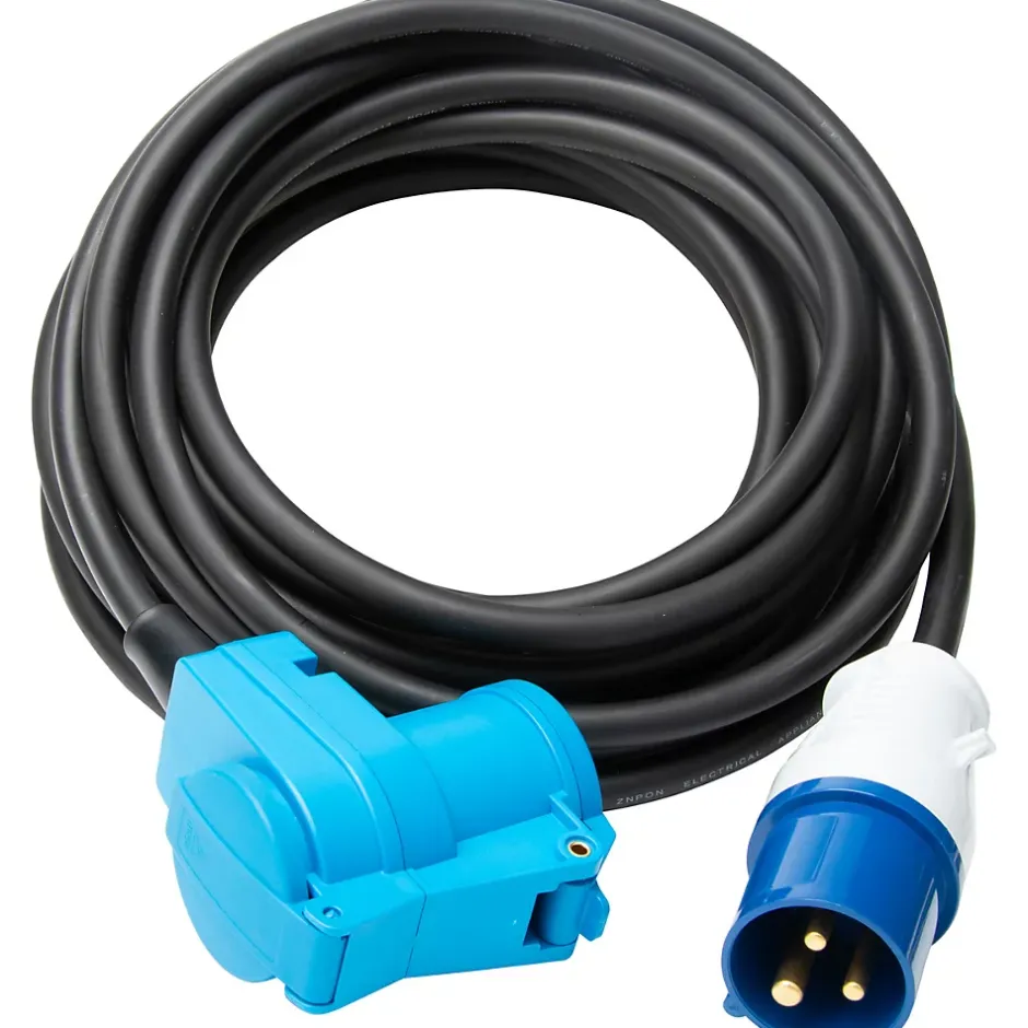 Prolongateur Schuko CEE P17 10m IP44 - Noir/Bleu --Protec Hot