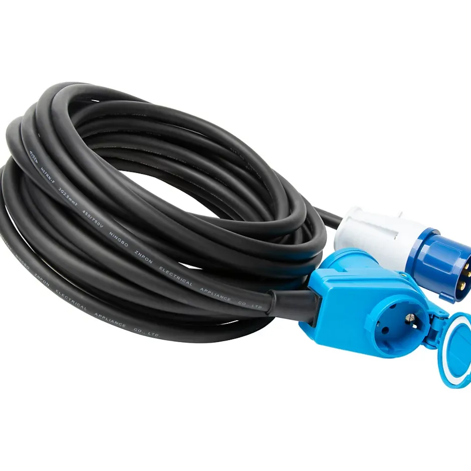 Prolongateur Schuko CEE P17 10m IP44 - Noir/Bleu --Protec Hot