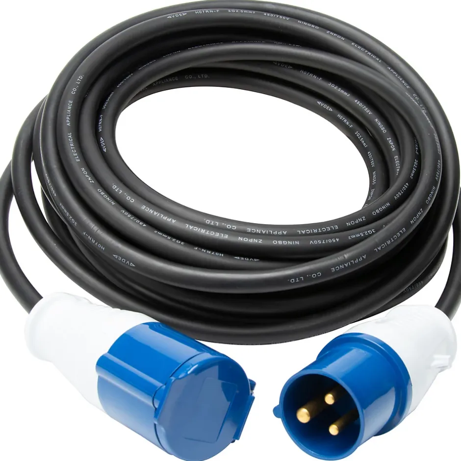 Prolongateur Schuko CEE P17 10m IP44 - Noir/Bleu --Protec