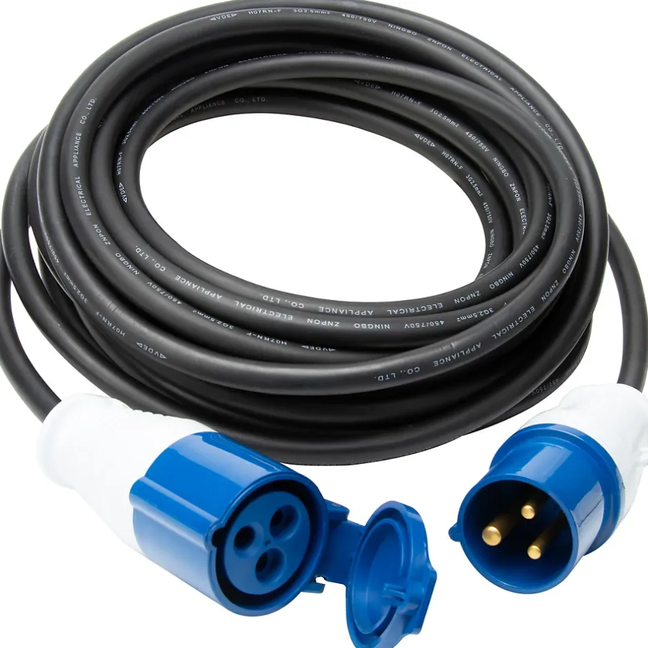 Prolongateur Schuko CEE P17 10m IP44 - Noir/Bleu --Protec