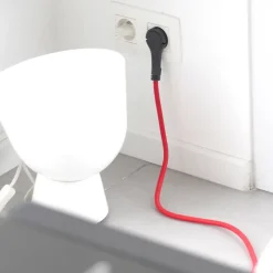 Prolongateur text. fiche plate 3m rouge/noir-Chacon Discount