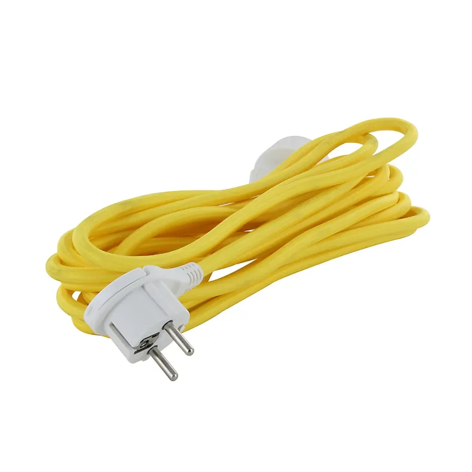 Prolongateur text. fiche plate 5m jaune/noir-Chacon