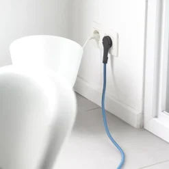 Prolongateur text. fiche plate 3m bleu clair/noir^Chacon Best